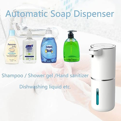 Automatic Liquid Soap Dispenser,Touchless Hand Soap Dispenser 13.5oz/400ml USB Rechargeabled Dispenser Electric,Wall Mounted 4 Levels Adjustable Soap Dispenser Pump for Bathroom Kitchen Dish Soap - color: White, style: Gel