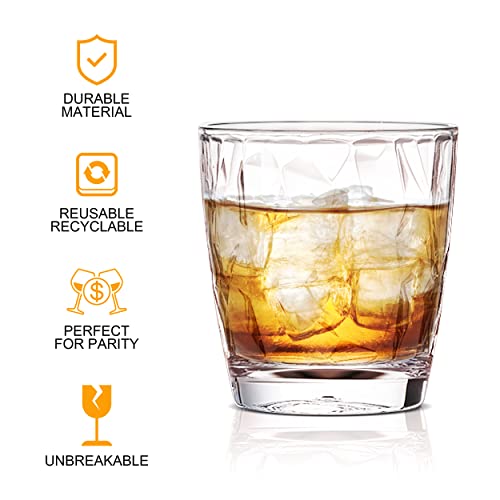 Plastic Glassware Tumbler Dishwasher Safe - Set of 4 Unbreakable Drinking Glasses, 10.5oz Reusable Acrylic Cups for Everyday Use (Clear) - color: Clear