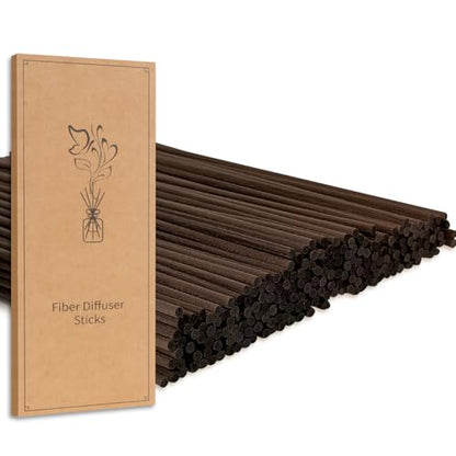 130pcs Reed Diffuser Sticks-10inch Brown Fiber Sticks Reed Sticks Essential Oil Aroma Diffuser Reeds Aroma Fragrance Refills(Brown10in/25cm) - color: Brown Colors, size: 3mm x 25cm (130pcs)