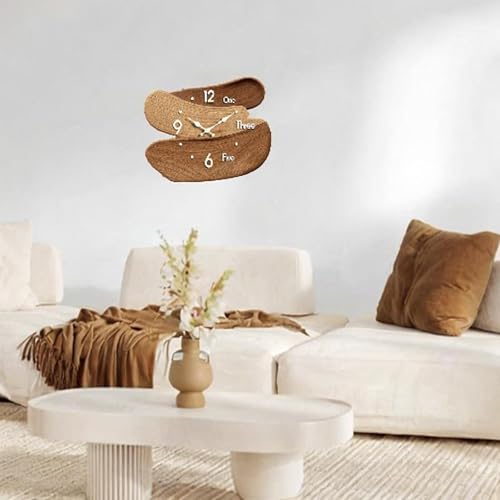 Wall Clock Silent Wood Easy Read Creative Gifts Nordic Wall Decor Ornament for Home Office Farmhouse Kids Room Living Room, Brown