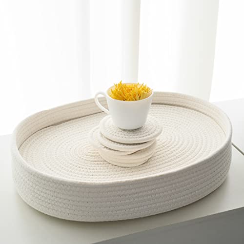 13-Piece Oval Cotton Rope Placemat Set, Warm Ivory | 6 placemats, 6 coasters, 1 holder, 16 x 12 inch, machine washable - color: Warm Ivory, size: 16*12 Plus 6 coasters