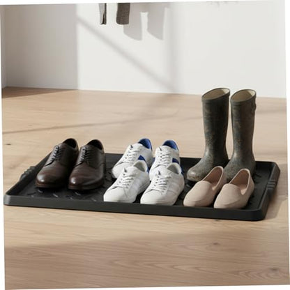 Rubber Shoe Mat Heavy Duty Foldable Boot Mat Tray with Lip Waterproof Non Slip Boot Trays for Entryway Indoor Outdoor 27.5x15.9 inch, Shoe Tray