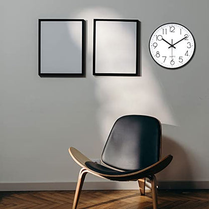 10 Inch Black Wall Clock Battery Operated Silent & Non-Ticking Wall Clock Classic Clock for Home, Office, Bedroom, School - color: Black, size: 10 Inch