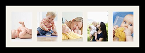 ArtToFrames Collage Photo Frame Single Mat with 5-5x7 Openings and Satin Black Frame. - color: 5 - 5x7 - (2363)