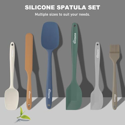 NileHome 6 Pieces Silicone Spatula Set with Silicone Brush,Forest Style | Food-Grade Material,Heat Resistant Up to 600°F,Dishwasher Safe,BPA-Free - color: Forest Style