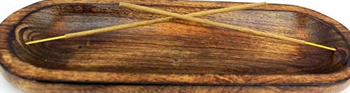Dinil Incense Burner Holder – 11 Inch Natural Wood Ash Tray – Double Holes for Mixing Scents – Rustic Brown Finish – No Mess Elegant Design – Ideal for Yoga, Meditation Room, Home