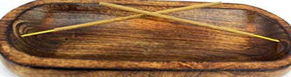 Dinil Incense Burner Holder – 11 Inch Natural Wood Ash Tray – Double Holes for Mixing Scents – Rustic Brown Finish – No Mess Elegant Design – Ideal for Yoga, Meditation Room, Home