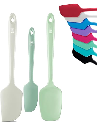 DI ORO Silicone Spatula Set - 600F Heat Resistant, 3-Pc Pastel | Rubber scraper won't scratch nonstick pans; For baking, cooking, mixing, and frosting; BPA-free and dishwasher safe - color: Pastel