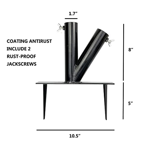 Hi Flame Outdoor Lawn Umbrella Stand Steel Parasol Holder with 2 Positions for Park, Patio, Beach, Black