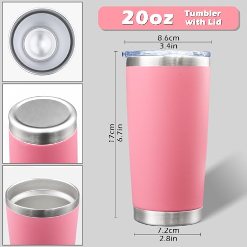 20oz Tumbler with Lid Stainless Steel Tumblers Insulated Mug Pink 12P - color: Pink