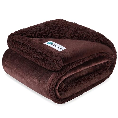 PetAmi Waterproof Dog Blanket for Small Dog Puppy Cat, 29x40, Brown Sherpa | 460 GSM Sherpa Fleece Reversible, Pee Proof Pet Blanket, Furniture Protector Cover for Couch Sofa Kennel, Washable - color: Brown/Brown Sherpa, size: Medium 29 X 40 Inches