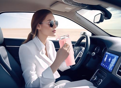 Meoky 32 oz Tumbler with Handle, Insulated Tumbler with Lid and Straw, Stainless Steel Travel Mug, Keeps Cold for 24 Hours, 100% Leak Proof, Fits in Car Cup Holder (Blush) - color: Blush, size: 32 Ounces