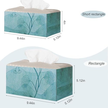 Tissue Box Cover PU Leather Tissue Holder Square Facial Tissue Case Facial Paper Organizer Dispenser for Bathroom, Vanity Countertop, Tabletop, Car, Rectangle, Griege | PU Leather，Easy to Fill, Easy Clean, Decorative Cube Tissue Box Holder for Office, Bat