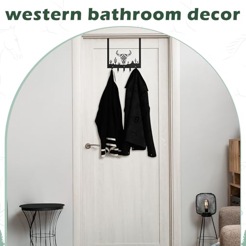 Reallnaive Western Bull Over The Door Hooks Bathroom Decor Wall Hanger Wall Mount Rack Holder for Towel, Hat, Coat, Cloth, Keychain, Bag, Christmas Party Gift - style: Cow