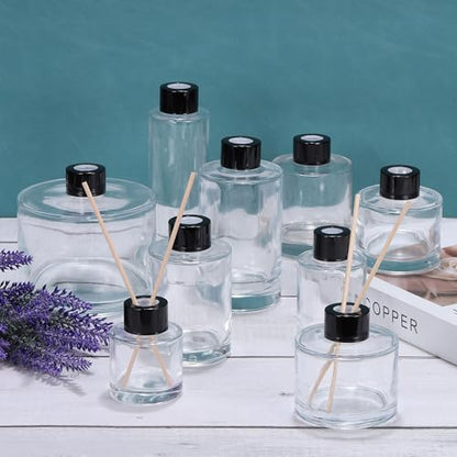 HARFINGTON 80ml/2.7oz Empty Glass Diffuser Bottle 3.4" x 2" Refillable Fragrance Accessories Aromatherapy Jar Container for Replacement Reed Diffuser DIY Home Bathroom Transparent - size: 2.7 Ounces