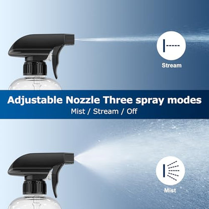 Veco 300mL (10oz) 360° Spray Bottles, 2-Pack — Adjustable Nozzle, Leak-Resistant spray bottles for Cleaning, Plants, Hair & Pet Use + Foldable Funnel - size: 10oz 2pcs