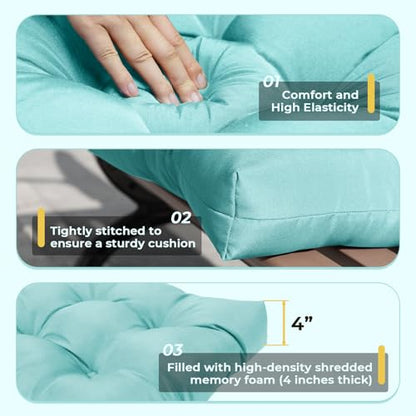 All Weather Outdoor Wicker Chair Cushions of 3 Pieces, Waterproof Outdoor Wicker Chair Cushion for Patio Furniture Loveseat Settee Bench, 1 Loveseat and 2 U-Shaped Thickened Cushions, Teal - color: Teal