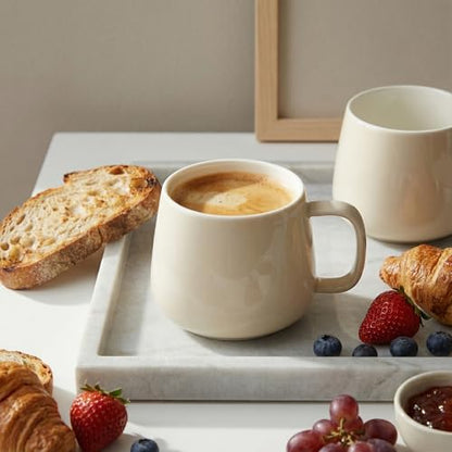 Teocera Coffee Mugs Set of 4-12oz Chip-Resistant Ceramic Cups with Ergonomic Handle | Dishwasher & Microwave Safe Cream Mugs | Keeps Beverage Hot, Perfect for Family Kitchen & Holiday Gifts - color: Cream