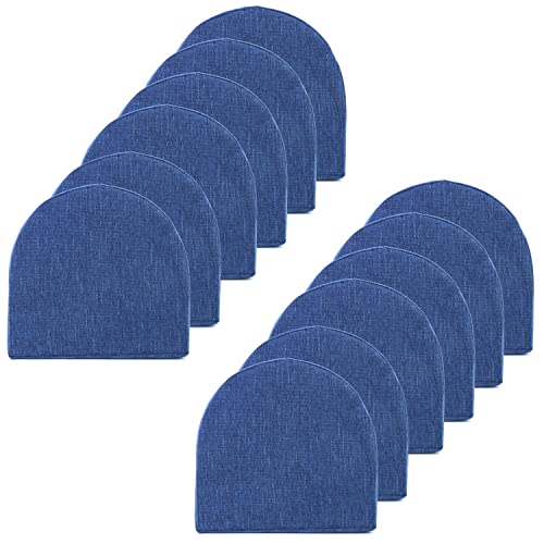Sweet Home Collection Chair Cushions 100% High Density Memory Foam Pads U Shaped 17" x 16"Non Slip Skid Rubber Back Seat Cover, 12 Count, Navy Blue(Pack of 1) - color: Navy Blue, size: 12 Count (Pack of 1)