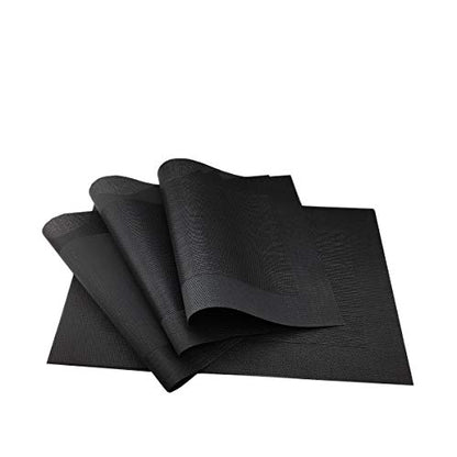 Vinyl Black Placemats Heat Resistant Dining Table Mats Non-Slip Washable Place Mats Set of 6 （Black） - color: Plaid-black