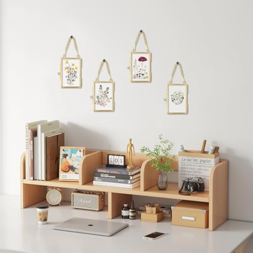 4 Pcs Pressed Flower Frame with Tweezers, Wall Hanging Tabletop Display Double Glass Frames with Metal Chain for Pressed Dried Flowers Plants, Horizontal and Vertical Picture Frame, Gold, FRAMES ONLY - color: Gold-4