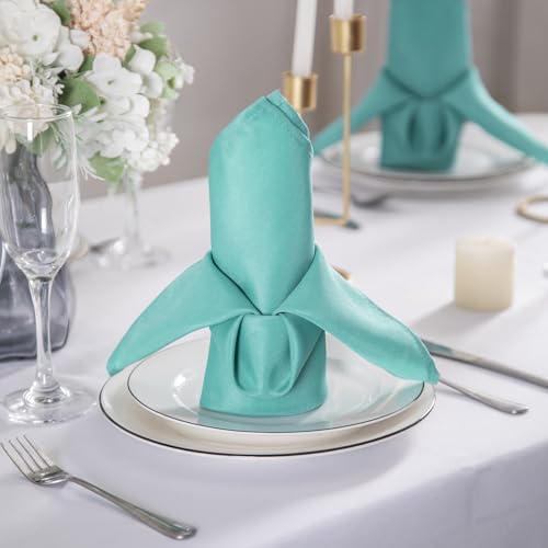 Bailarina Cloth Napkins Set of 80,17x17 inches Dinner Napkins Cloth Washable,Polyester Square Table Cloth Napkin Bulk with Hemmed Edges Ideal for Banquets, Parties and Weddings-Turquoise - color: Turquoise