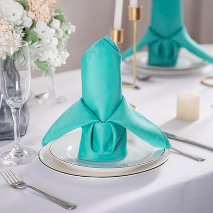 Bailarina Cloth Napkins Set of 80,17x17 inches Dinner Napkins Cloth Washable,Polyester Square Table Cloth Napkin Bulk with Hemmed Edges Ideal for Banquets, Parties and Weddings-Turquoise - color: Turquoise