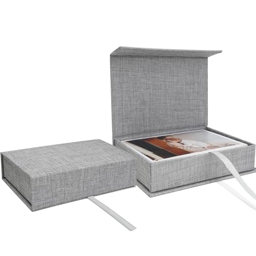 Vienrose Small Photo Storage Box, 4"x6", Linen Postcard Keeper, Gray | 1Pc Sturdy Linen Cover Box for Photos, Postcards & Sticker Storage, Perfect for Home, Office, Craft Room, and Travel - color: Gray, size: 4"x6"