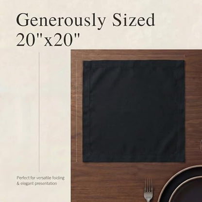 Urban Villa Cloth Napkins Cotton 20x20 (Set of 12) Black - color: 019 Black, size: 20" x 20" (Set of 12)