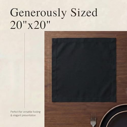 Urban Villa Cloth Napkins Cotton 20x20 (Set of 12) Black - color: 019 Black, size: 20" x 20" (Set of 12)