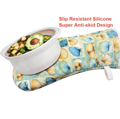 Oven Mitts Gloves 1 Pair Heat Resistant 480 ℉ Non Slip Clear Silicone Printed Shell Comfortable Cotton Lining Kitchen Men Cooking Barbecue Machine Washable (Shell, Beige Mitts) - color: Shell, Beige Mitts