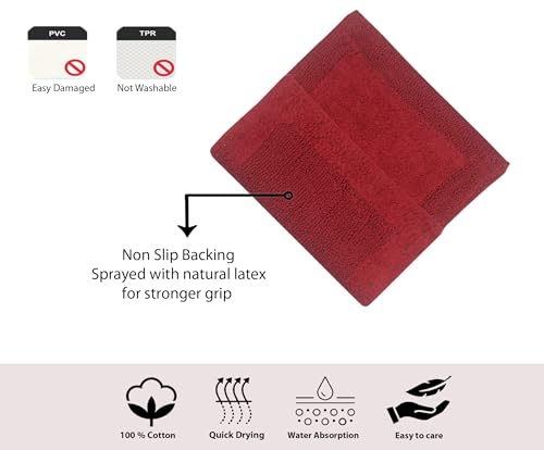 Home Weavers Luxury Collection 100% Cotton Reversible Bathroom Rugs Set, Washable Rug, Soft Cotton Extra Soft and Absorbent Bath Rug, Kitchen Mat, 2 Piece Set(S+M), Red - color: Red, size: 2 Piece Set(S+M)