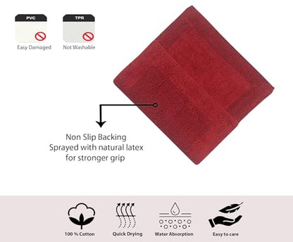 Home Weavers Luxury Collection 100% Cotton Reversible Bathroom Rugs Set, Washable Rug, Soft Cotton Extra Soft and Absorbent Bath Rug, Kitchen Mat, 2 Piece Set(S+M), Red - color: Red, size: 2 Piece Set(S+M)