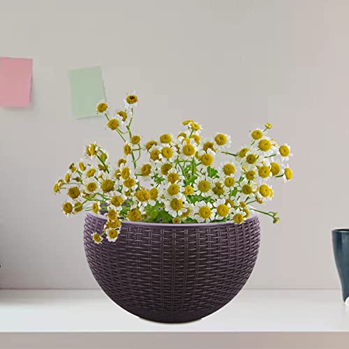 Vencer 11 Inch Round Resin Rattan Hanging Planters,Coffee,VF-A15-C | Self Watering,Drain Hole,Metal Chain,Water Indicator,Indoor Outdoor - color: Coffee