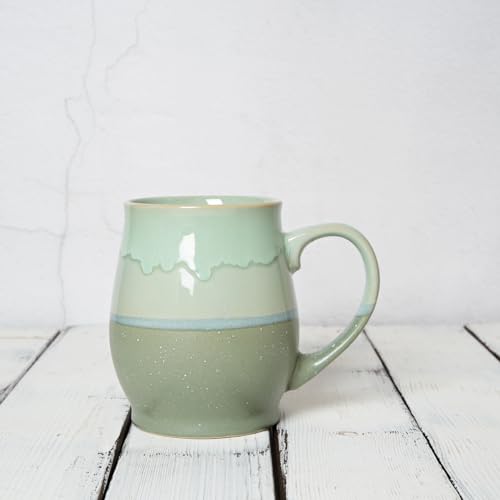 Bosmarlin Extra Large Ceramic Coffee Mug, 25 Oz, Dishwasher and Microwave Safe, Oversized Big Tea Cup for Office and Home, Reactive Glaze (Green) - color: Green