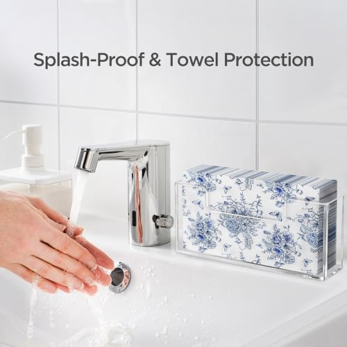HBlife Acrylic Guest Towel, Paper Napkin Holder for Bathroom - Clear Waterproof Vertical Stand, Disposable Paper Hand Towel Dispenser, Modern Table Tray for Kitchen, Home, Hotel, Office(2 Pack) - color: Clear Guest Towel Holder (2 Pack)