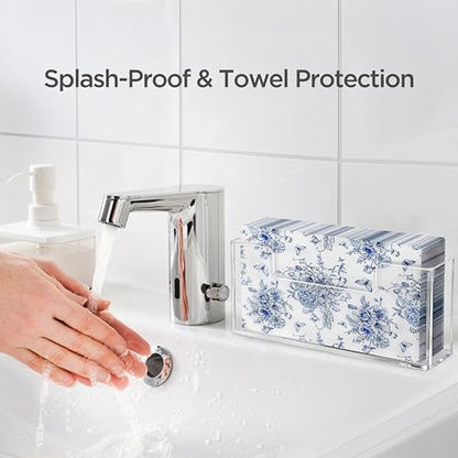 HBlife Acrylic Guest Towel, Paper Napkin Holder for Bathroom - Clear Waterproof Vertical Stand, Disposable Paper Hand Towel Dispenser, Modern Table Tray for Kitchen, Home, Hotel, Office(2 Pack) - color: Clear Guest Towel Holder (2 Pack)