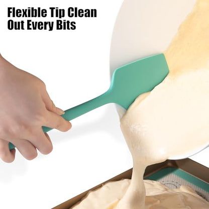 Doosu 12in Kitchen Tong for Cooking - 600°F Heat Resistant Food Tong with Non-Scratch Silicone Tips & 3-Piece Silicone Spatula Set Kitchen Food Grade BPA Free Baking Supplies Cooking Tools (Aqua Sky)