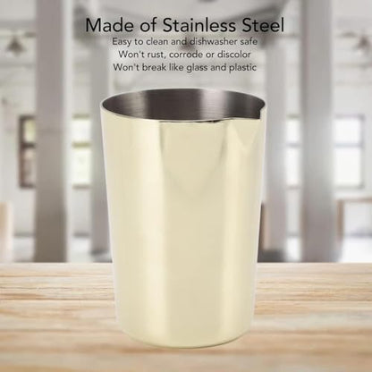 Cocktail Mixing Glass, Glass Bar Shaker Metal Bar Mixing Pitcher for Stirring Drinks Stainless Steel Cocktail Pitcher Drink Maker for Bar(Gold)