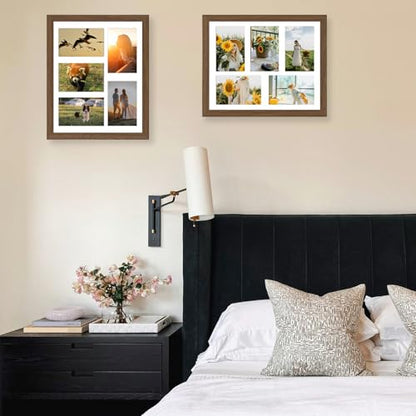 JCJMY 11x14 Picture Frame, 4x6 Collage Picture Frame, Display 5 Pcs 4x6 Photos or 11x14 Picture, Five Opening 4x6 Collage Frame for Wall Hanging, Lightweight 4 x 6 Multi Pictures Frame, Brown - color: Brown