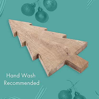Mary Square Natural Brown Christmas Tree 17.25 x 9.5 Mango Wood Christmas Cheese Cutting Board - style: Large Christmas Tree