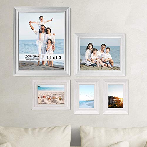 5x7 Picture Frames (3 Pack, Distressed White Wood Grain) Rustic Photo Frame Set with High Definition Glass for Wall Mount & Table Top Display - color: Distressed White, size: 5x7