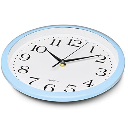 Bernhard Products Light Blue Wall Clock Silent Non Ticking - 10 Inch Quality Quartz Battery Operated Round Easy to Read Home/Kitchen/Office/Classroom/School Clock - color: Light Blue, size: 10 Inch