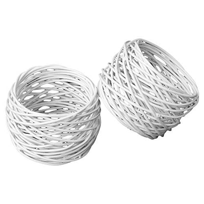 ITOS365 Handmade White Round Mesh Napkin Rings Holder for Dinning Table Parties Everyday, Set of 12 - color: White1