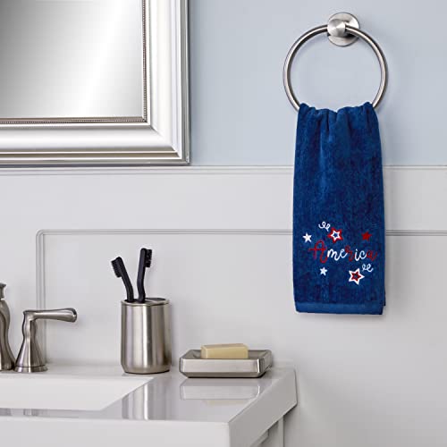 SKL Home by Saturday Knight Ltd. America Script Hand Towel Set, Navy - color: America Script