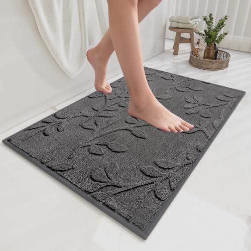 Bathroom Rugs Thin Non Slip Bath Mat for Bathroom Gery 24"x36" | Quick Dry Absorbent Washable Rubber Backing Bath Rug Shower Mat Bathroom Floor Mat For Sink Bathtub Beside Shower Entrance - color: Black, size: 24"x36"
