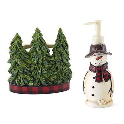 Avanti Linens - Accessory Set, Resin Lotion Pump & Toothbrush Holder, Christmas Decorations (Snowmen Gathering Collection) - size: 2pc Accessory Set