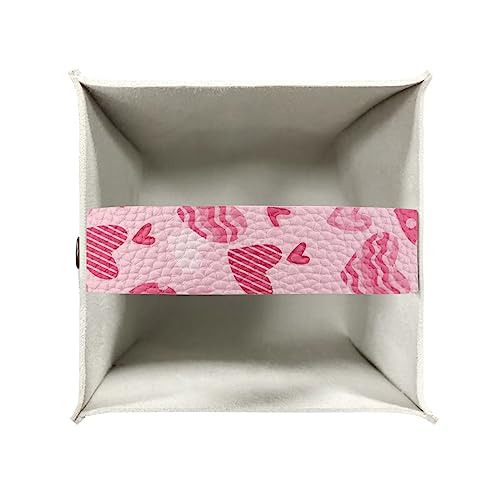 Heart Print Square Tissue Box Cover Pu Leather Tissue Holder Facial Paper Cover Waterproof Easy to Install Toilet Paper Holder for Bathroom Bedroom - color: Heart
