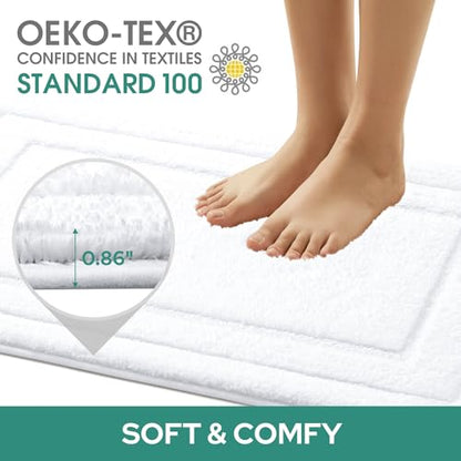 HOMEIDEAS Bathroom Rugs Sets 2 Piece, Super Soft and Absorbent Non Slip Microfiber U-Shaped Toilet Bath Mat Set (20"x32"+U20 x24, White) - color: Loop- White, size: 1'8" x 2'8" (20"x32"+U Shape 20"x24")
