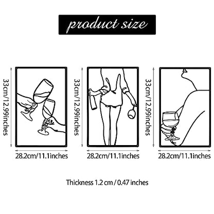CHENGU 3 Pieces Metal Minimalist Abstract Woman Wall Art Line Drawing Wall Art Decor Single Line Female Home Hanging for Kitchen Bathroom Living Room - style: Novel Style
